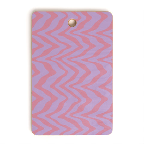 Sewzinski Wavy Lines Pink Purple Cutting Board Rectangle