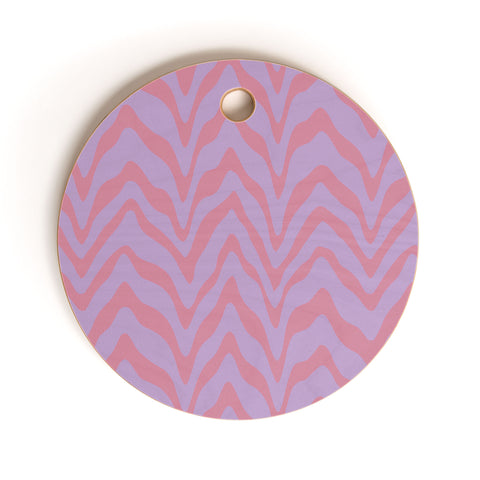 Sewzinski Wavy Lines Pink Purple Cutting Board Round