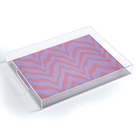Sewzinski Wavy Lines Pink Purple Acrylic Tray