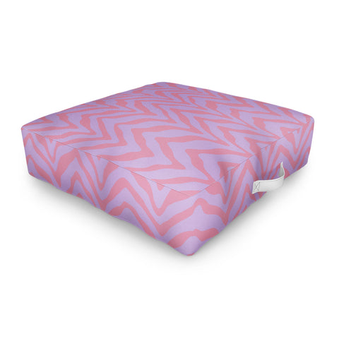 Sewzinski Wavy Lines Pink Purple Outdoor Floor Cushion