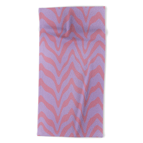 Sewzinski Wavy Lines Pink Purple Beach Towel