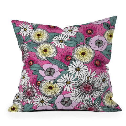 Sharon Turner Australian garden pink Outdoor Throw Pillow