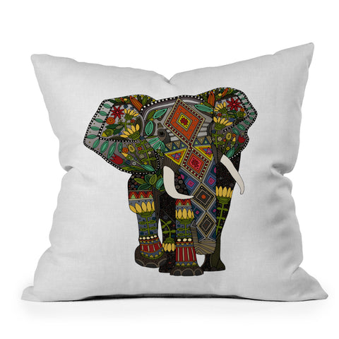 Sharon Turner floral elephant Outdoor Throw Pillow