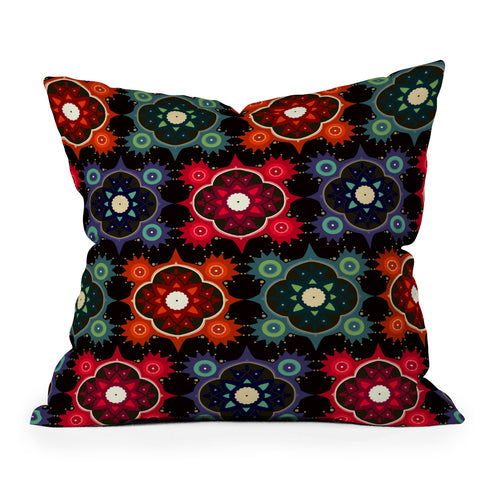 Sharon Turner Galaxy Flowers Outdoor Throw Pillow