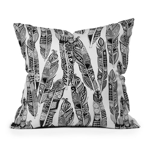 Sharon Turner geo feathers Outdoor Throw Pillow