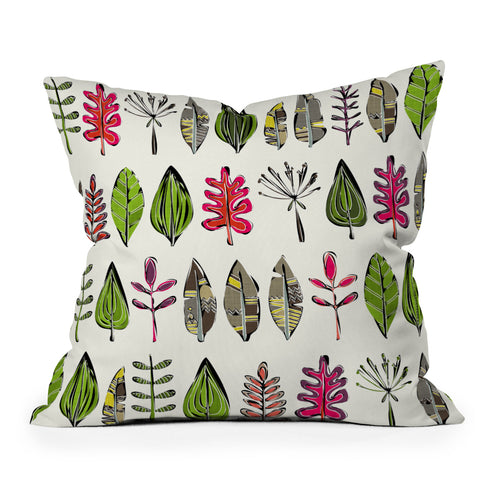 Sharon Turner Leaves And Feathers Outdoor Throw Pillow