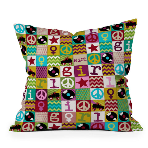 Sharon Turner Patch Girl Outdoor Throw Pillow