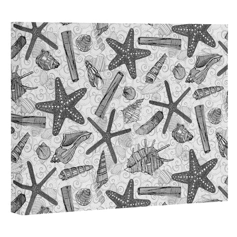 Sharon Turner seashells and starfish mono Art Canvas