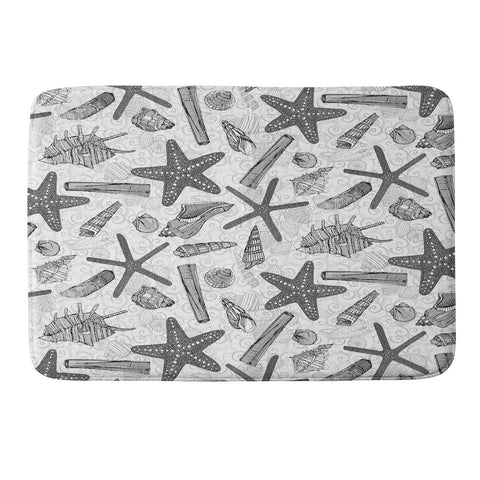 Sharon Turner seashells and starfish mono Memory Foam Bath Mat