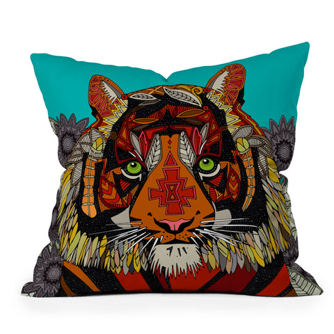 Sharon Turner Tiger Chief Outdoor Throw Pillow