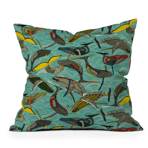 Sharon Turner whales and waves Outdoor Throw Pillow