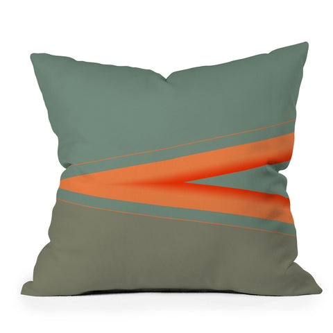 Sheila Wenzel-Ganny Army Green Orange Stripe Outdoor Throw Pillow