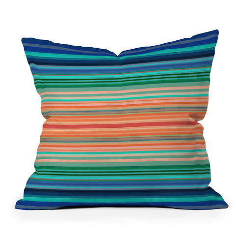 Sheila Wenzel-Ganny Bold Blue Orange Stripes Outdoor Throw Pillow