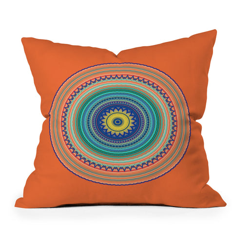 Sheila Wenzel-Ganny Bright Boho Orange Mandala Outdoor Throw Pillow