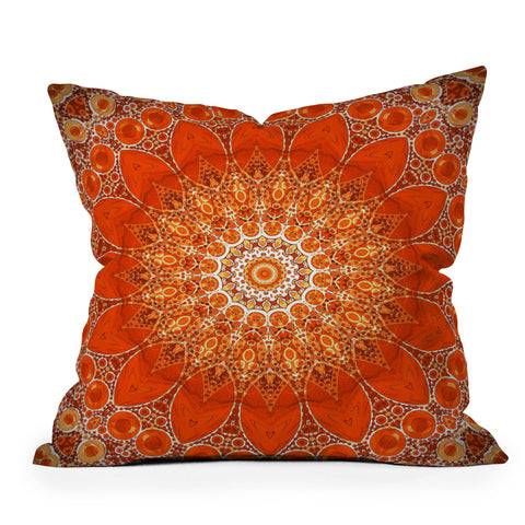 Sheila Wenzel-Ganny Detailed Orange Boho Mandala Outdoor Throw Pillow
