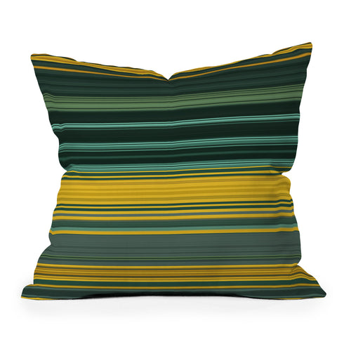 Sheila Wenzel-Ganny Emerald Gold Classic Stripes Outdoor Throw Pillow