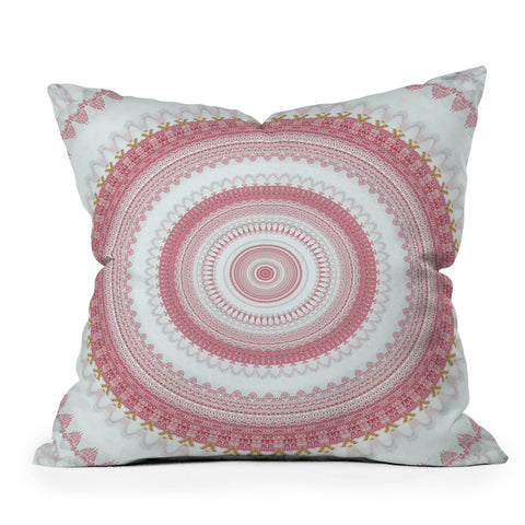 Sheila Wenzel-Ganny Pink Glitter Stone Mandala Outdoor Throw Pillow