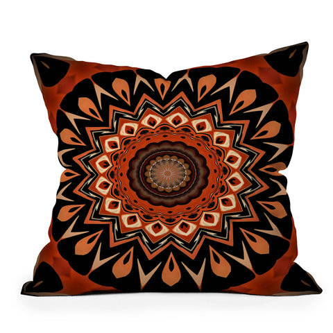 Sheila Wenzel-Ganny Rustic Orange Mandala Outdoor Throw Pillow