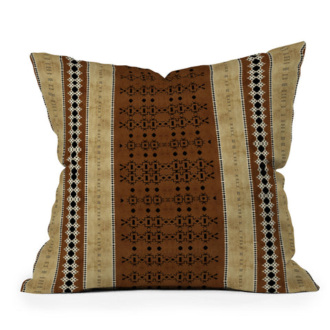 Sheila Wenzel-Ganny Tribal Brown Mud Cloth Outdoor Throw Pillow