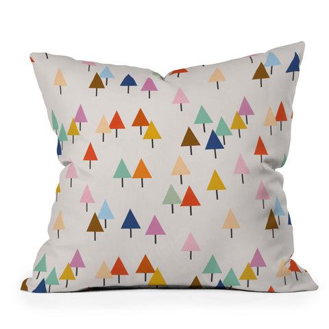 Showmemars Colorful Little Festive Trees Outdoor Throw Pillow