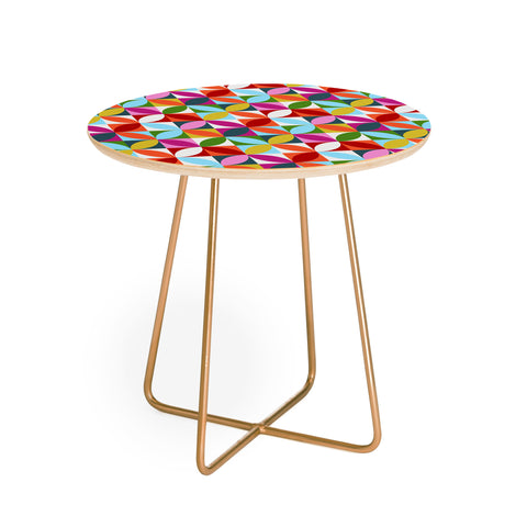 Showmemars Colorful Retro Pattern Round Side Table