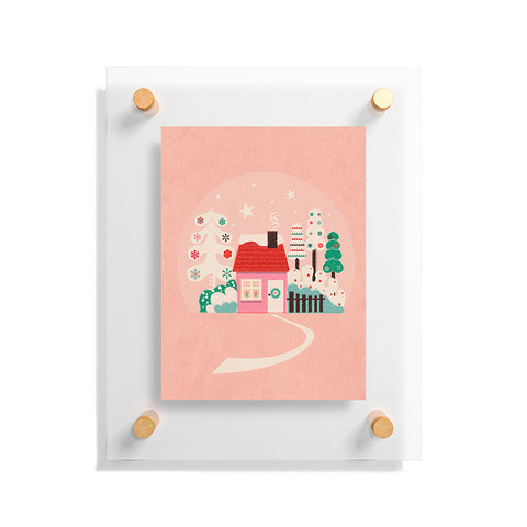Showmemars Festive Winter Hut in pink Floating Acrylic Print