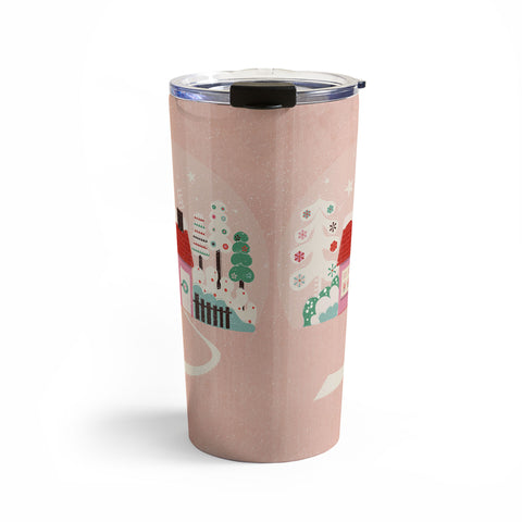 Showmemars Festive Winter Hut in pink Travel Mug
