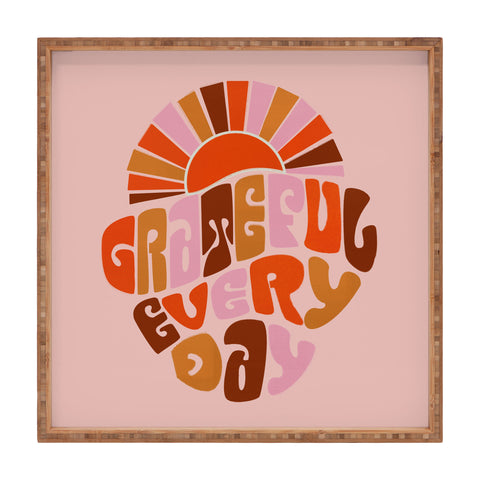 Showmemars Grateful Everyday 70s Hippie Square Tray