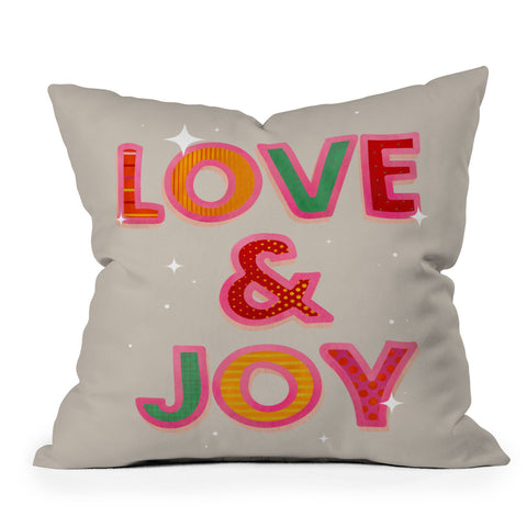 Showmemars LOVE JOY Festive Letters Outdoor Throw Pillow