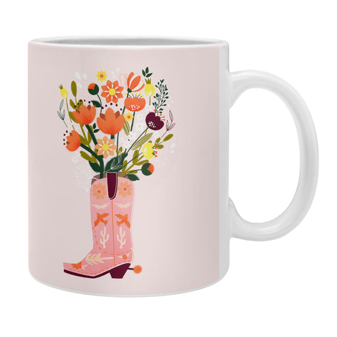 Showmemars Pink Cowboy Boot and Wild Flowers Coffee Mug