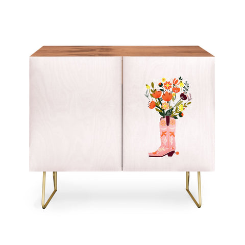 Showmemars Pink Cowboy Boot and Wild Flowers Credenza