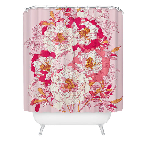 Showmemars Pink flowers of peonies Shower Curtain
