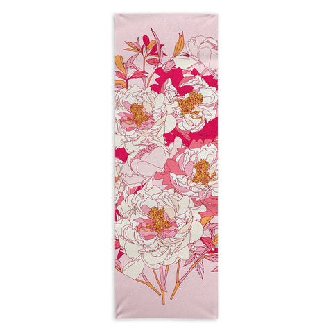 Showmemars Pink flowers of peonies Yoga Towel