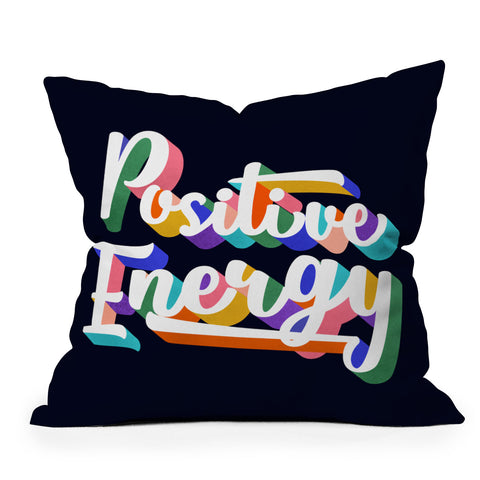 Showmemars Positive Energy typography Outdoor Throw Pillow