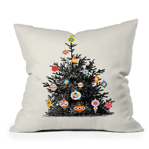 Showmemars Retro Decorated Christmas Tree Throw Pillow
