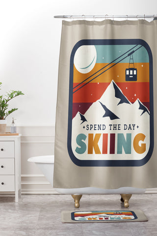 Showmemars Spend The Day SkiingSki Badge Shower Curtain And Mat
