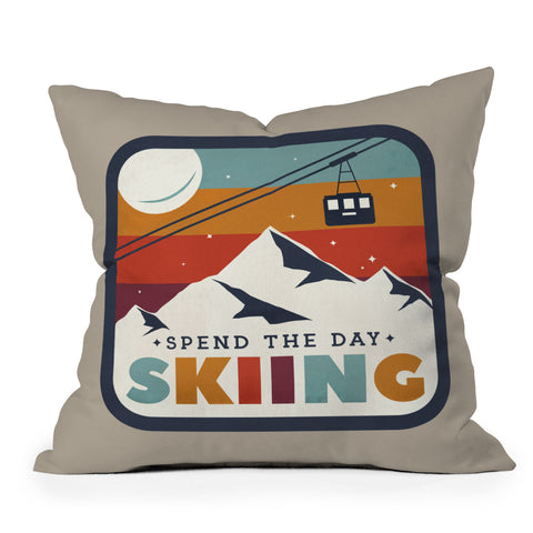 Showmemars Spend The Day SkiingSki Badge Outdoor Throw Pillow