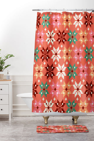 Showmemars Winter Quilt Pattern no2 Shower Curtain And Mat