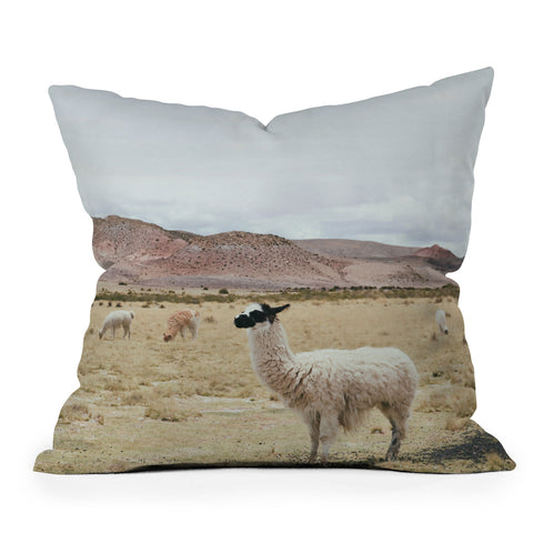 Sisi and Seb Alpacas Outdoor Throw Pillow