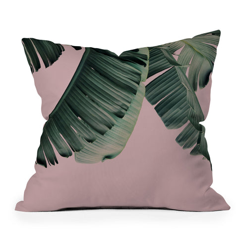 Sisi and Seb Banana Leaf Blush Outdoor Throw Pillow