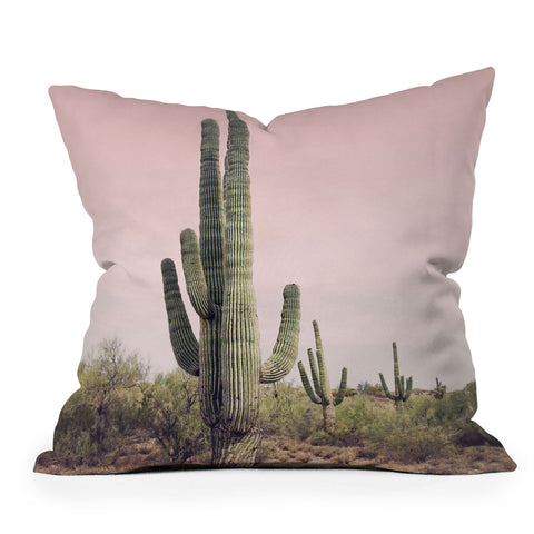 Sisi and Seb Blush Sky Cactus Outdoor Throw Pillow