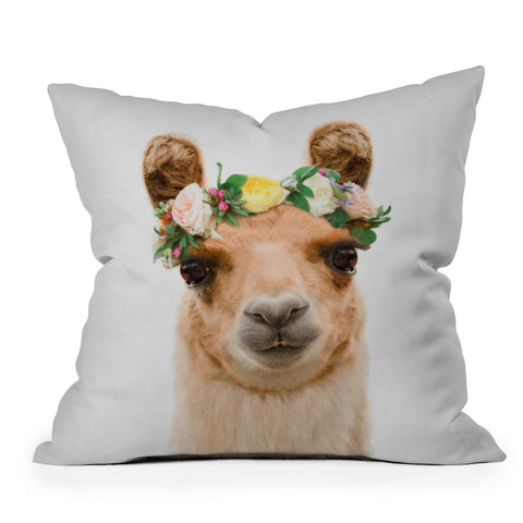 Sisi and Seb Boho Llama Outdoor Throw Pillow