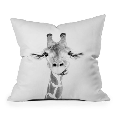 Sisi and Seb Happy Giraffe Outdoor Throw Pillow