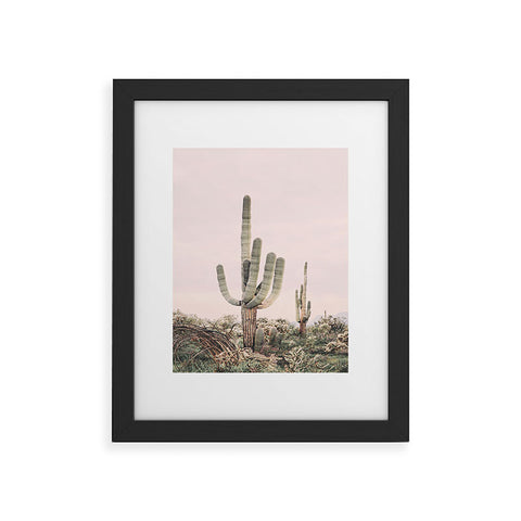 Sisi and Seb Pastel Pink Cactus Framed Art Print