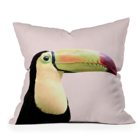 Sisi and Seb Pastel toucan Outdoor Throw Pillow