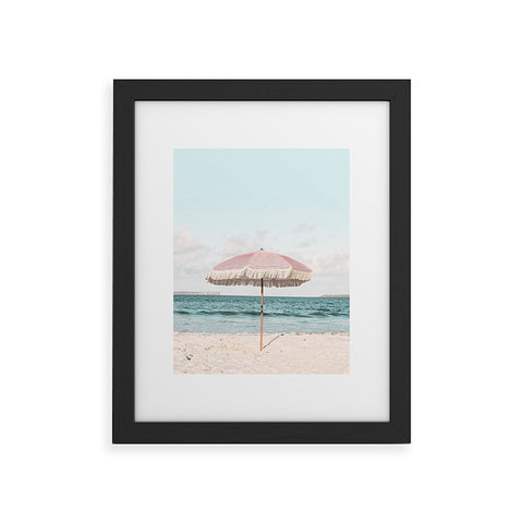 Sisi and Seb Pink Umbrella Framed Art Print