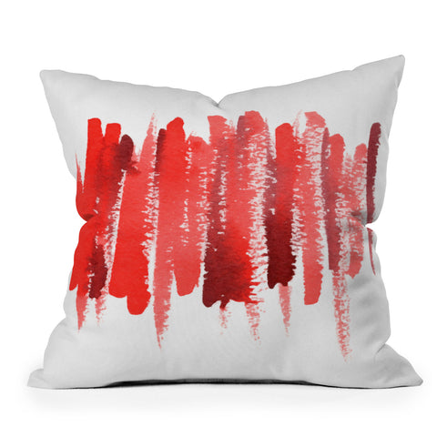 Social Proper Red Strokes Outdoor Throw Pillow