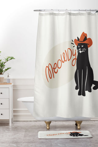 Sombrero Inc Meowdy Shower Curtain And Mat