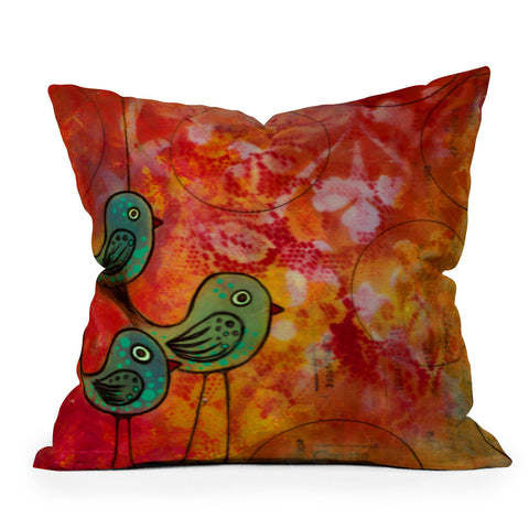 Sophia Buddenhagen Little Green Birds Outdoor Throw Pillow