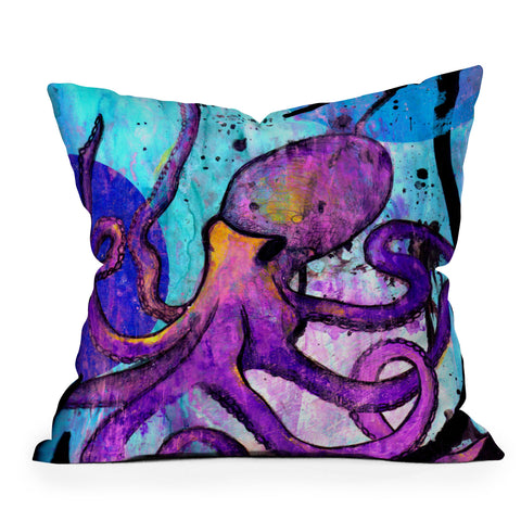 Sophia Buddenhagen Purple Octopus Outdoor Throw Pillow